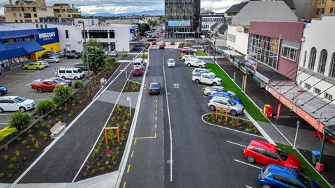 Image of aerial view of Cuba Street with vehicles parking on roadside