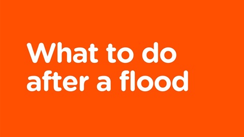 White text on orange background: What to do after a flood.