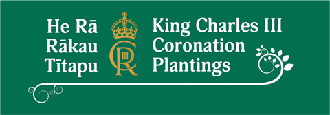Image shows text of King Charles 3 coronation planting and a royal logo