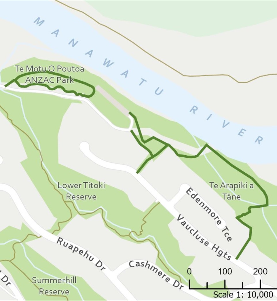 Photo shows a map of the walkway route at Anzac Park.