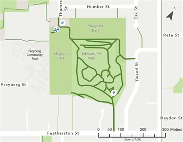 Map of Edwards Pit Park and Skoglund Park Walkway