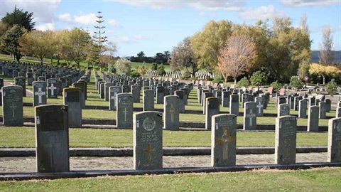 Photo shows rows of gravestones in Palmerston North's main city cemetery.