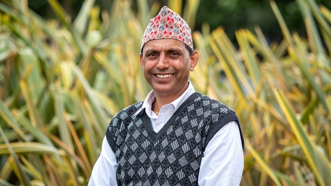 2021 Civic Award recipient Bal Ghimire in Te Marae o Hine.