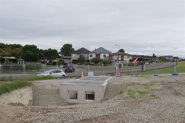 The pump station is now built up to the level of the surrounding stopbank and much of the hole has been filled with gravel.