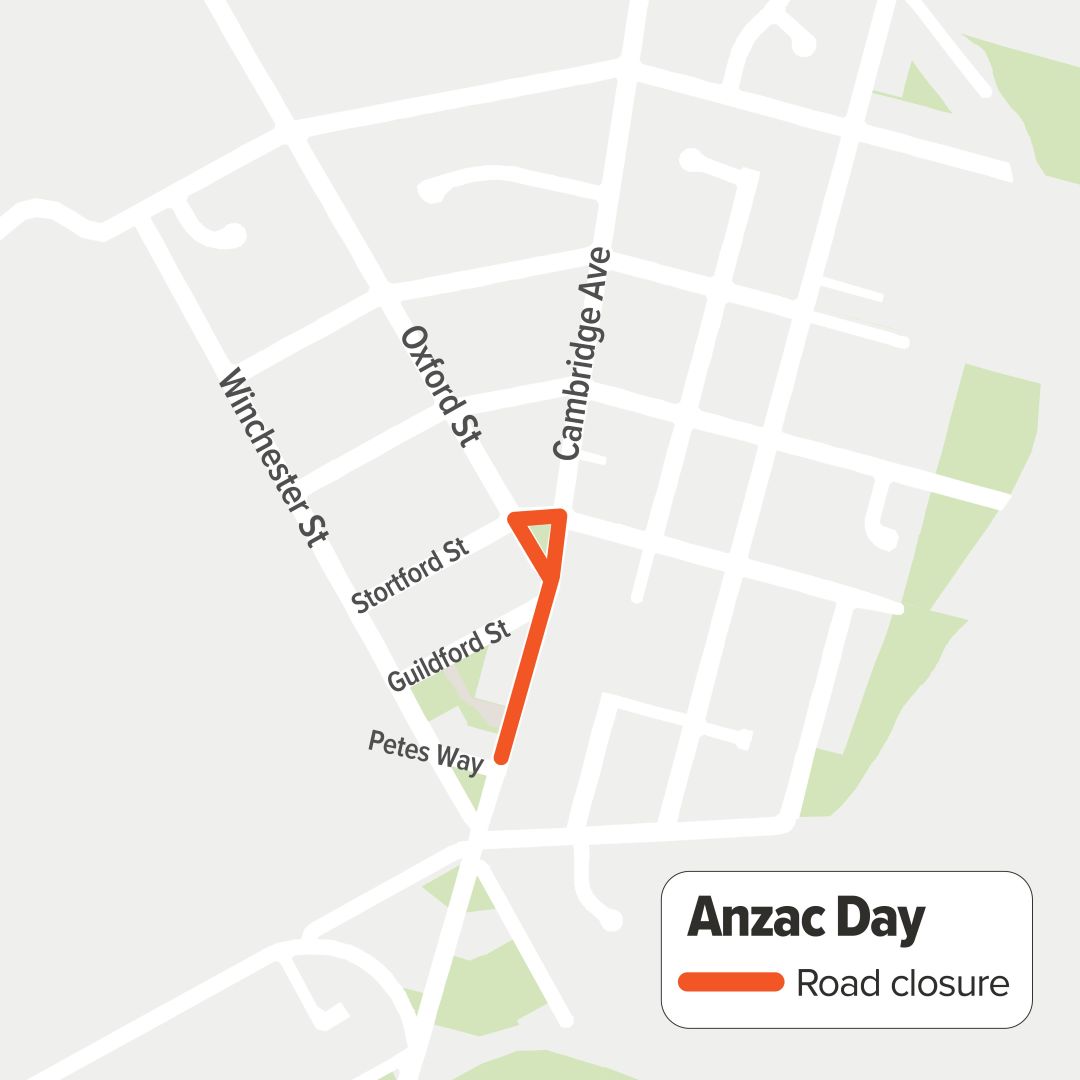 road closure plan for Ashhurst Anzac Day service 