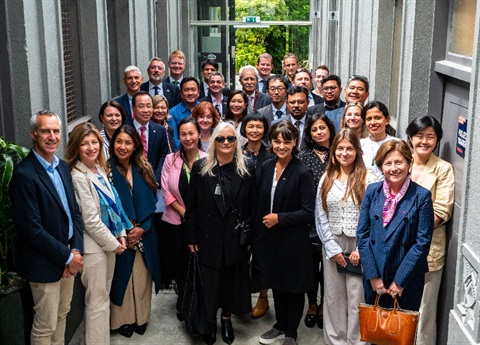 Group photo shows a group of diplomats visiting Food HQ in Palmerston North