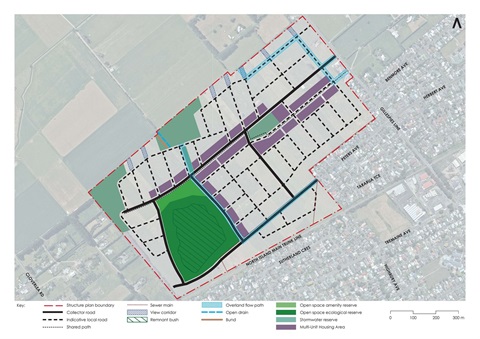 map shows the structure plan for manderson bush private plan change