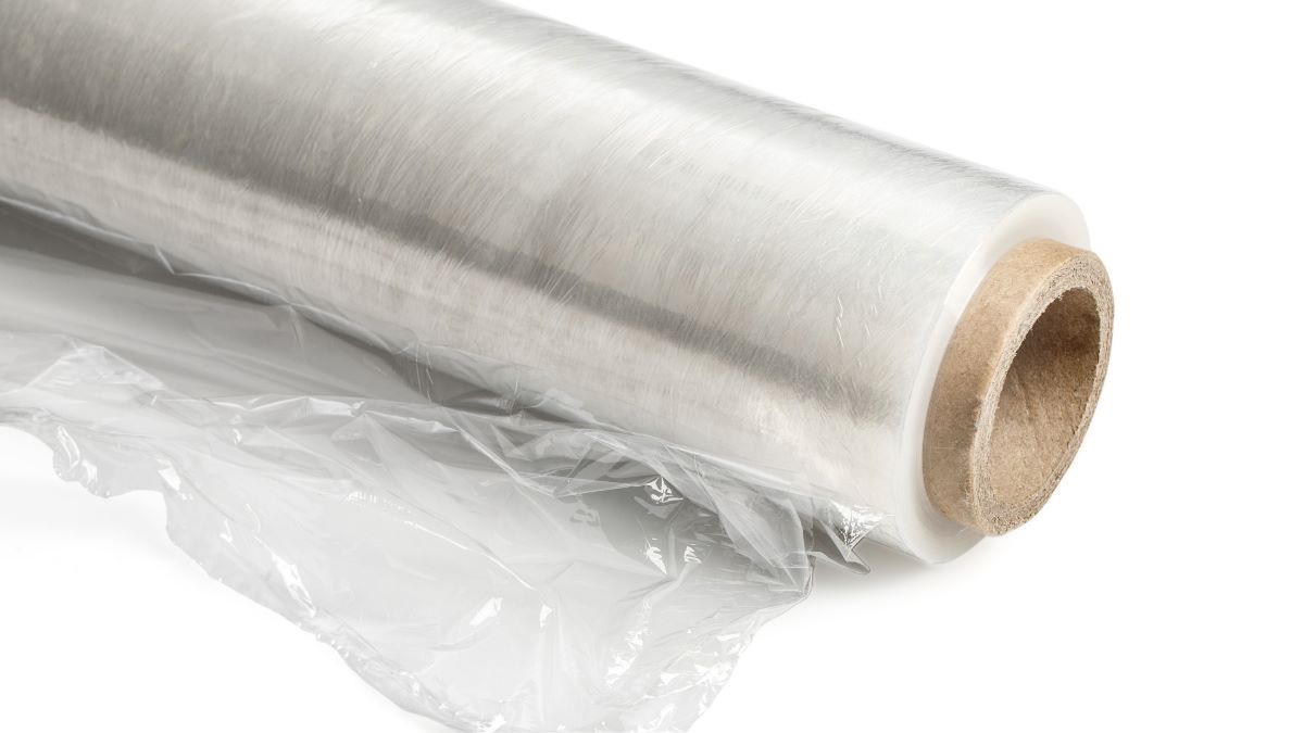 A roll of plastic wrap, also known as cling film.