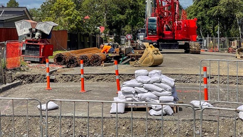Image shows road being closed for roadwork