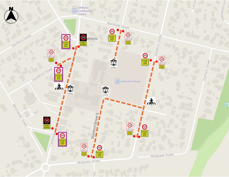 map shows the proposed speed management plan