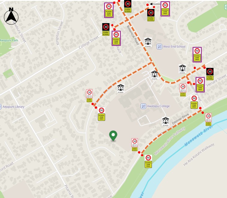 map shows the proposed speed management plan