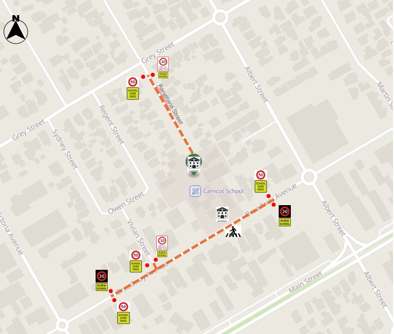 map shows the proposed speed management plan