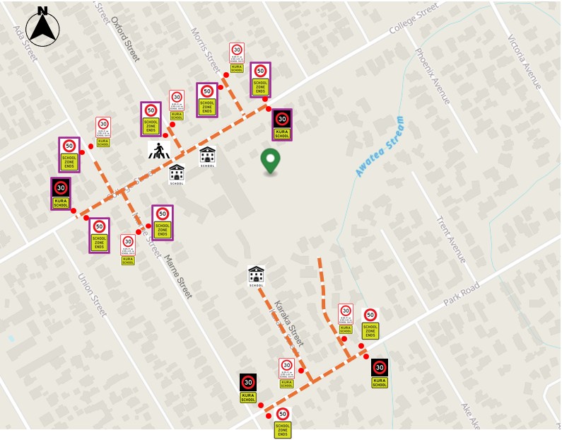 map shows the proposed speed management plan