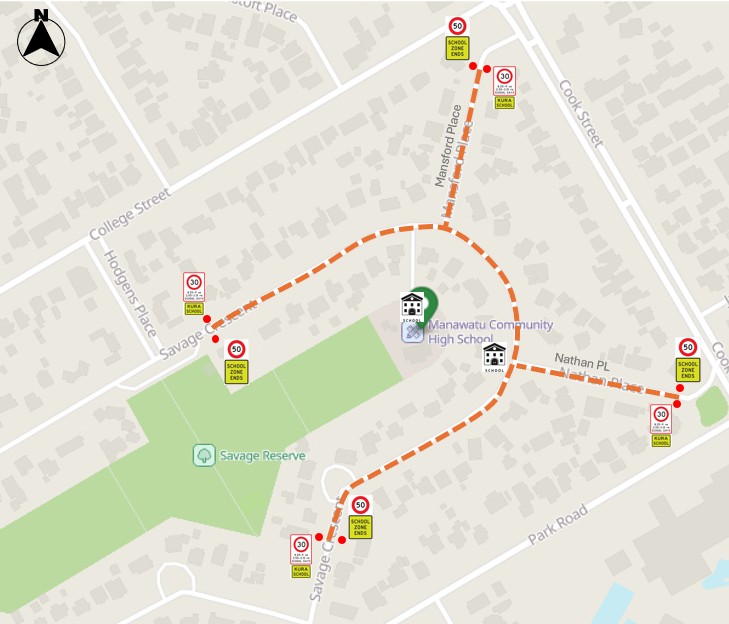 map shows the proposed speed management plan