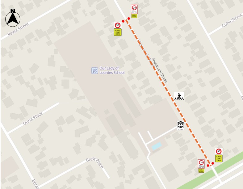map shows the proposed speed management plan