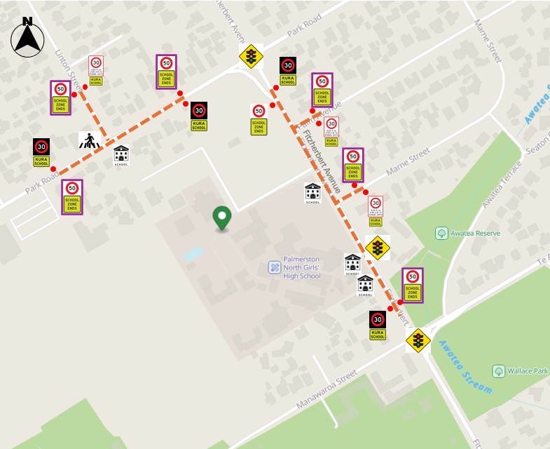 map shows the proposed speed management plan
