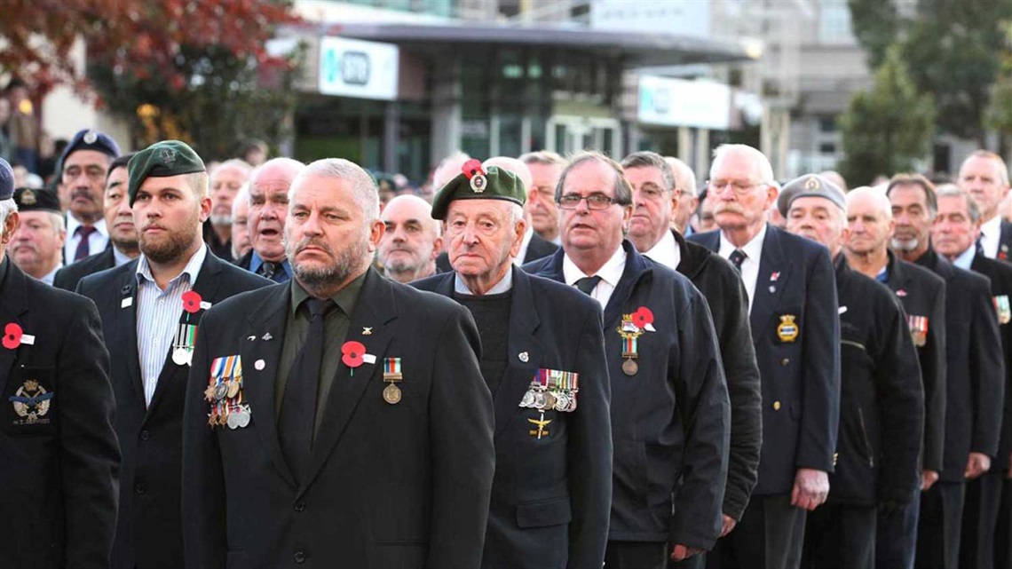 Veterans marching in the Anzac Day parade.