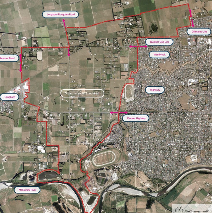 Map of land zoned for development.