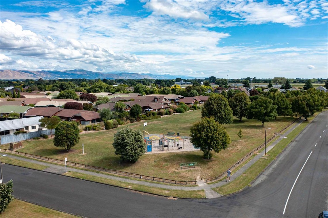 Image shows ariel view of play and netball equipment