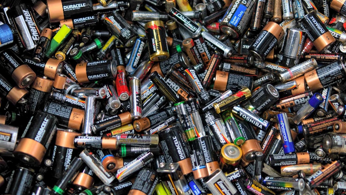 Hundreds of household batteries all jumbled together.