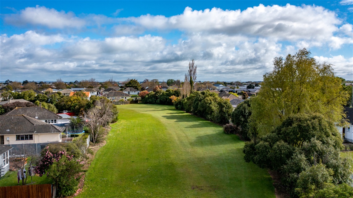 Picture shows the aerial view of the reserve surrounded by residential properties. 