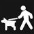 Graphic of person walking a dog on a lead.