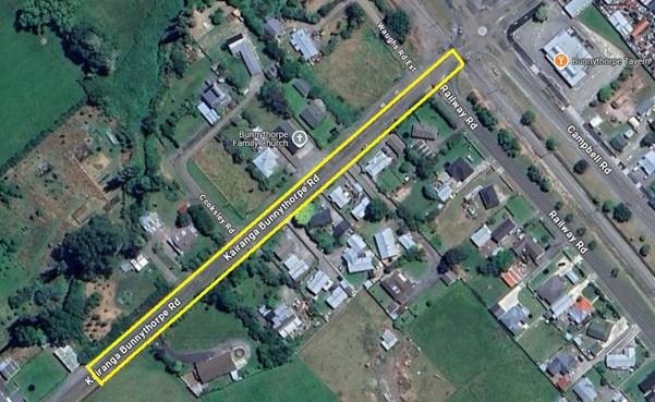 map shows the traffic management plan for kairanga bunnythorpe wastewater upgrade