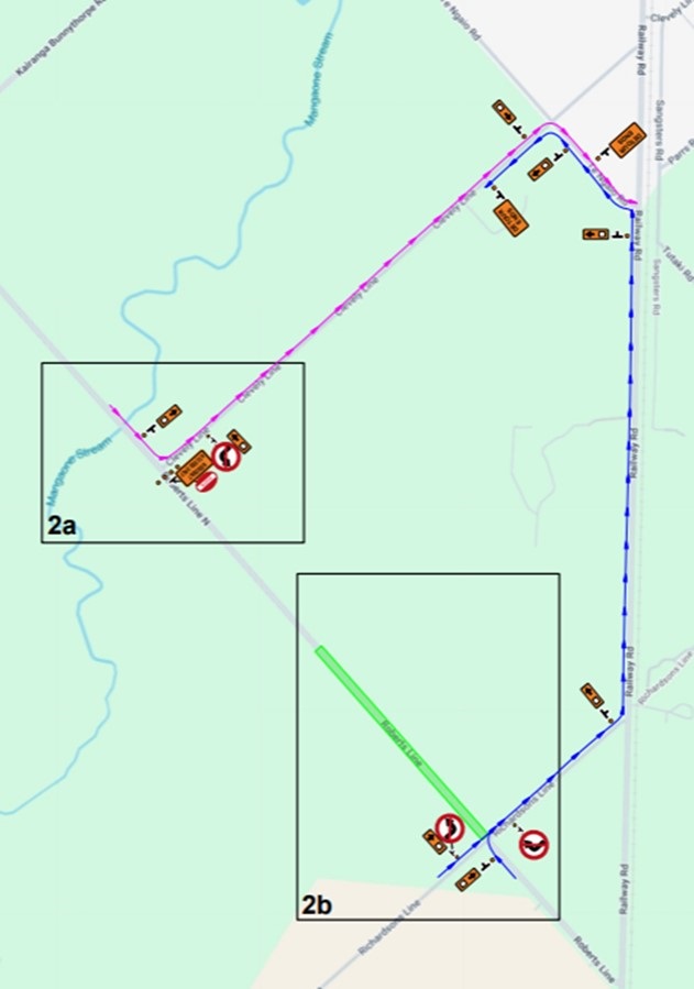 Maps shows traffic management on Roberts Line