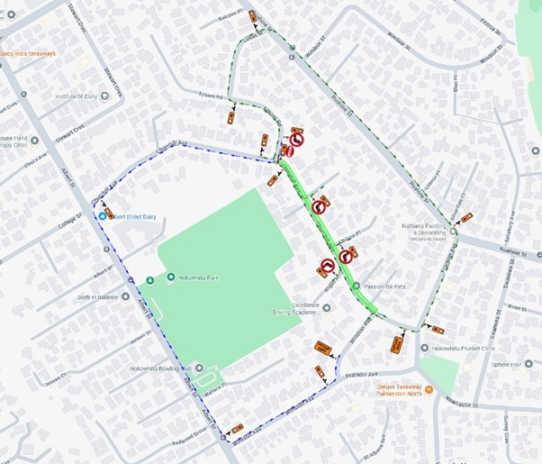 Map shows traffic management on Churchill Avenue