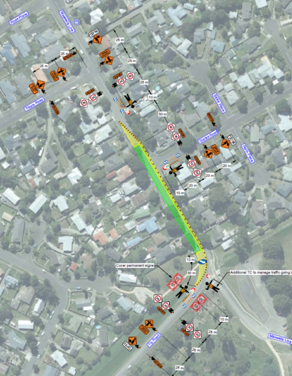 Map shows the traffic management plan for Stage 2 – which is a one lane closure under a stop/go. 